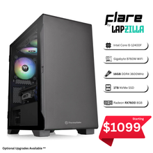 Flare Gaming PC - Intel Core i5 | RX 7600 8GB (Upgradeable) | 1TB SSD/16GB RAM | Customizable Entry Level (1080p) | Black