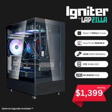 Igniter Gaming PC - Ryzen 5/7 | RX 9060 XT 8GB (Upgradeable) | 32GB DDR5/1TB SSD | Custom Mid Tier (1080p/1440p) | Black - Lapzilla