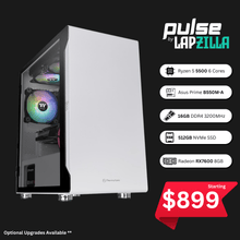 Pulse Gaming PC - Ryzen 5/7 | RX 7600 8GB (Upgradeable) | 512GB SSD/16GB RAM | Custom Entry Level (1080p) | White - Lapzilla